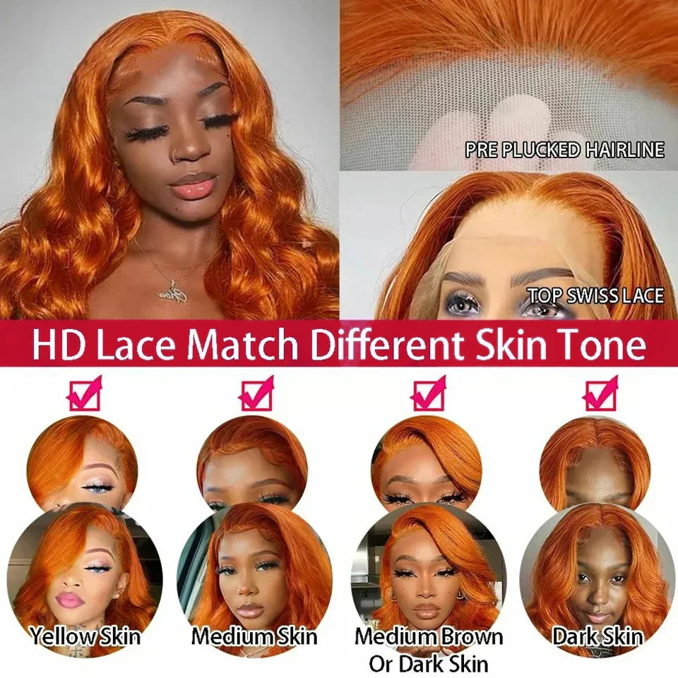 Sleek Ginger Orange 13x5 Brazilan Straight Lace Frontal