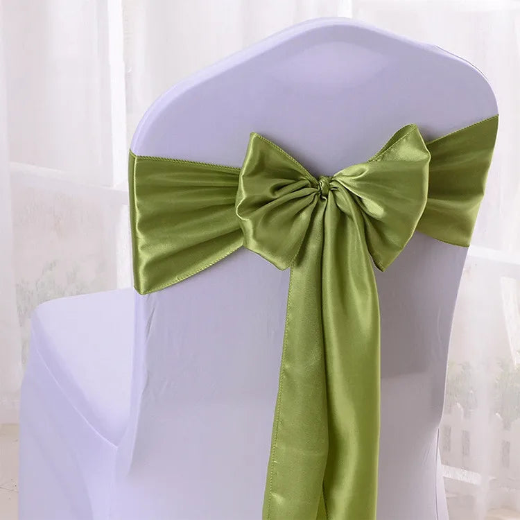 10/50/100pcs Satin Chair Bow Sashes Wedding Chair Knots