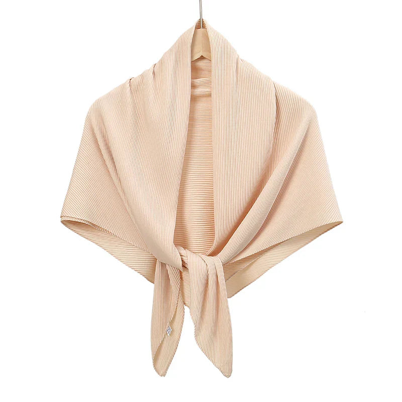 Maldives Wholesale Muslim Pleated Square Scarf Matt Silk