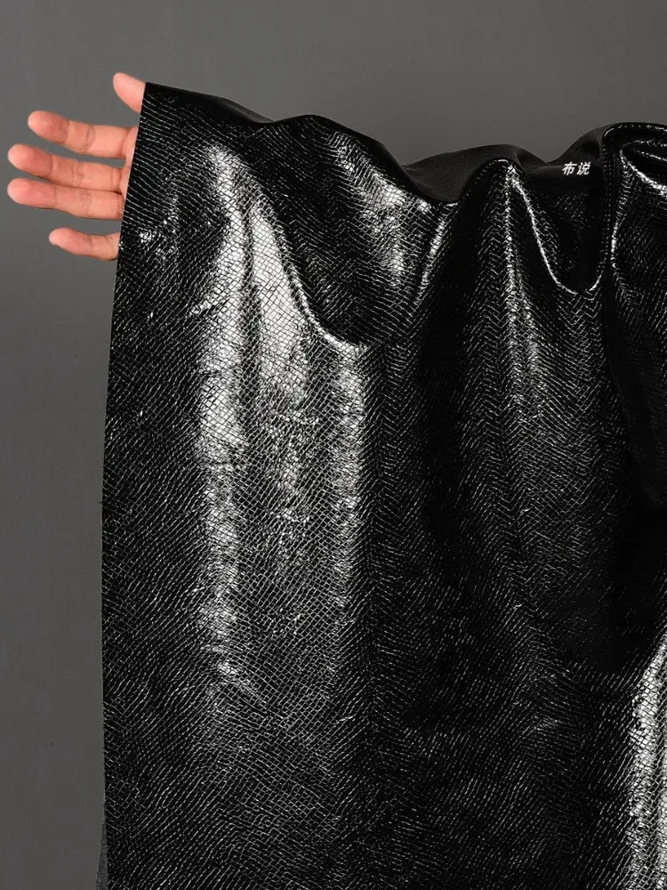 Black Leather Fabric Snake Texture Creative Clothing Jacket