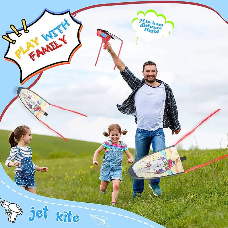 Kids Slingshot Kite Windless Flight Rubber Band Catapult