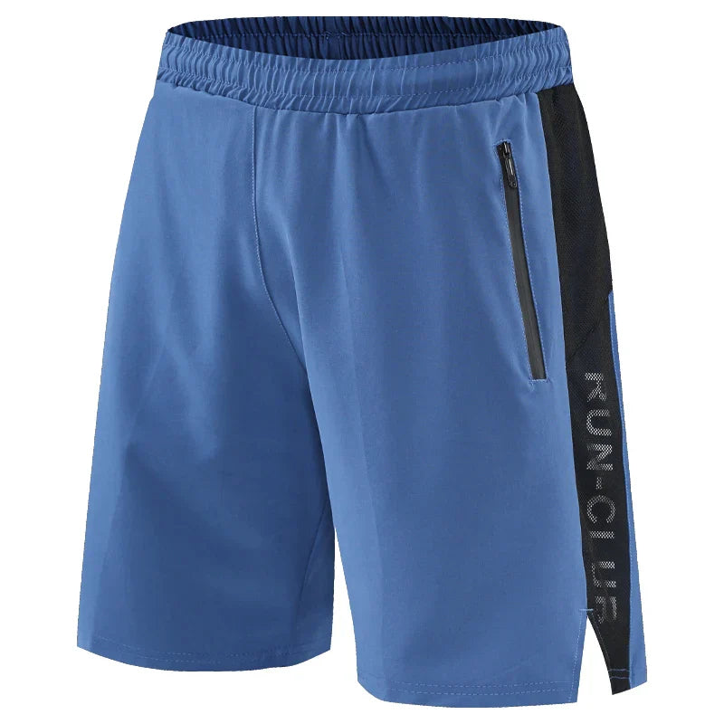 Men Run Shorts Patchwork Training Shorts Zipper Pockets
