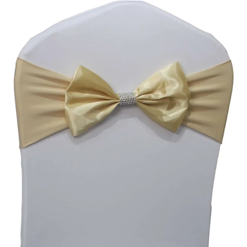 10pcs/50pcs Free Tie Wedding Satin Chair Sash Elastic