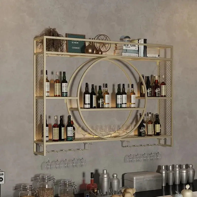 Luxury Metal Bar Cabinet Wine Spice Rack Open