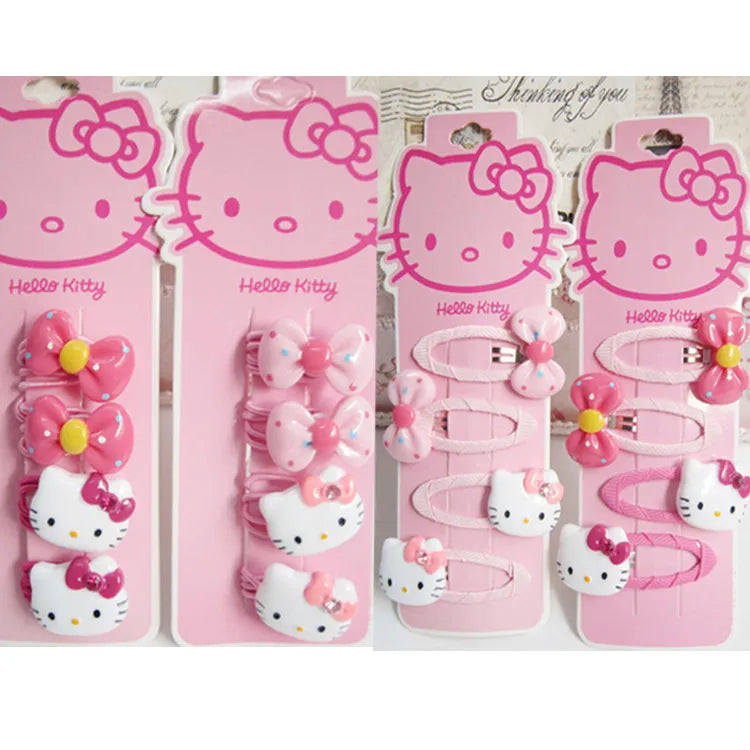 4pcs Sanrio Hello Kitty Children's Hairpin Hair Rope