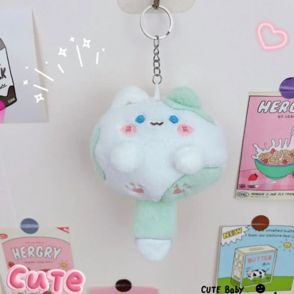 Squeak Long Tailed Cat Plush Keychain Cartoon Cute