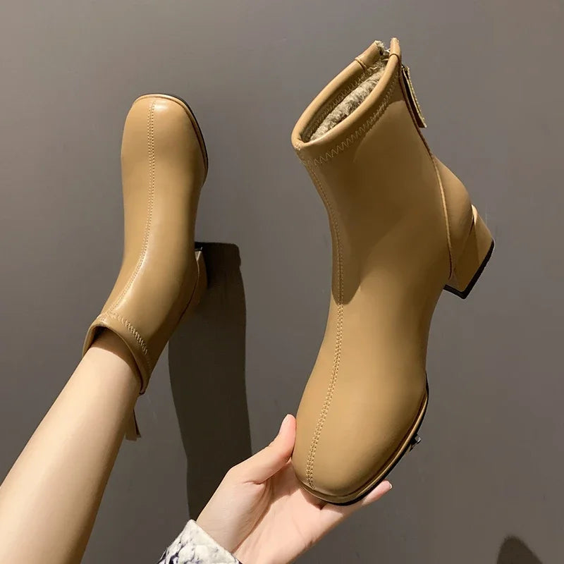 Plus Size 43 Square Toe Ankle Boots Women