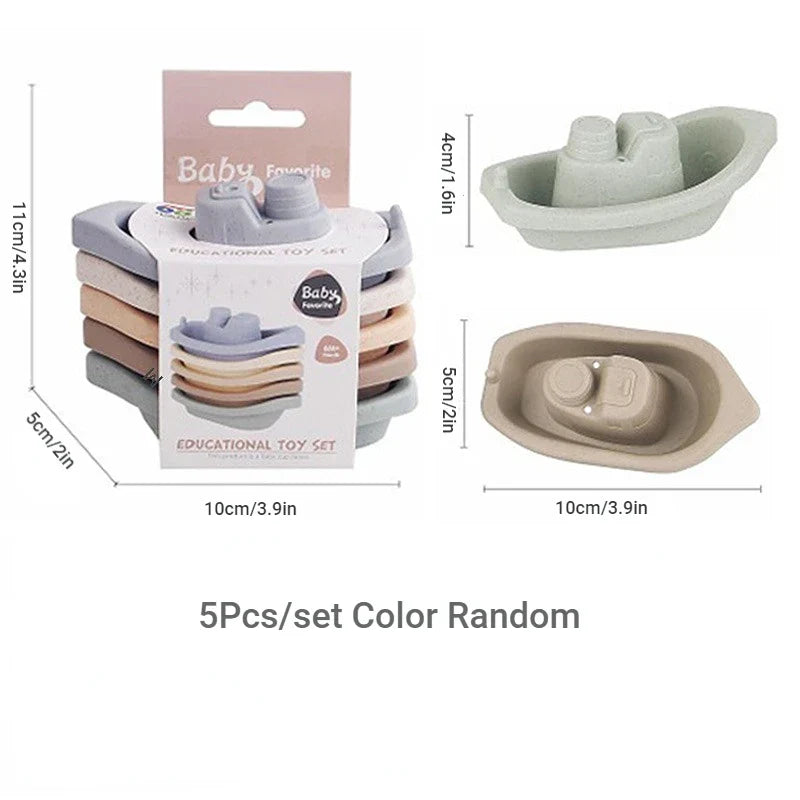 Baby Bath Toys Stacking Boat Toy Colorful Floating
