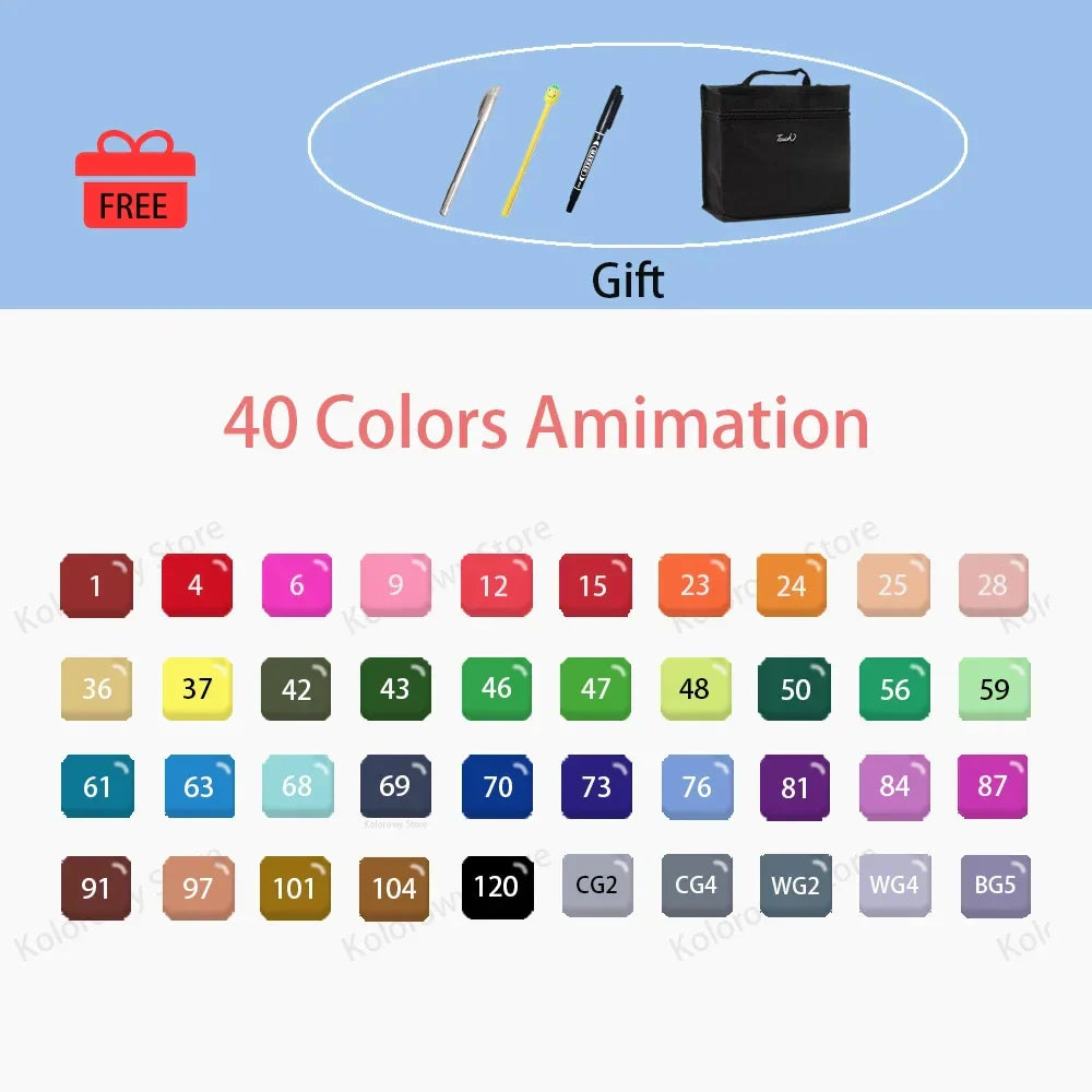 30/40/60/80 Color Markers Alcohol Felt Pen Manga Sketching