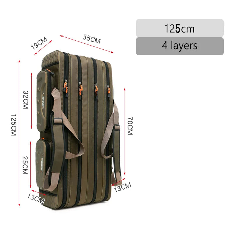 NON-Foldable 2/3/4 Layer Fishing Rod Tackle Bag 80/100/120/130CM