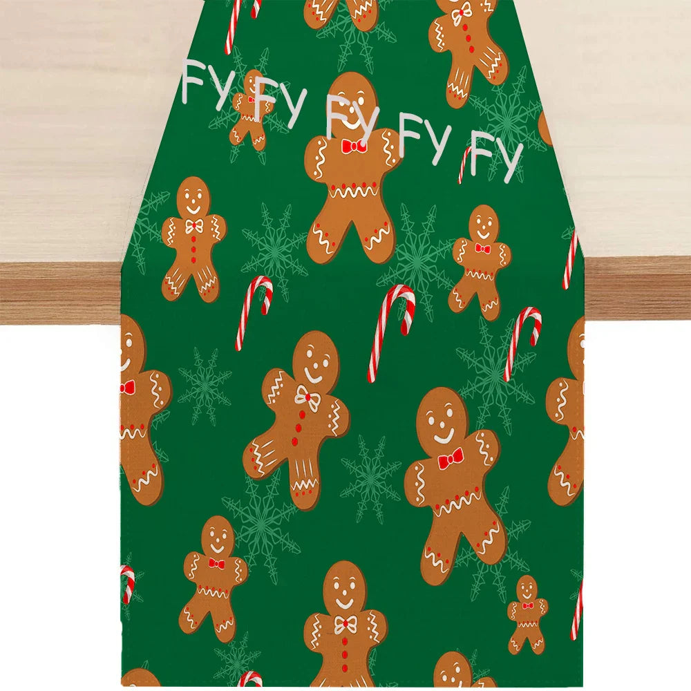Christmas Gingerbread Man Table Runner Snowflake Home Kitchen