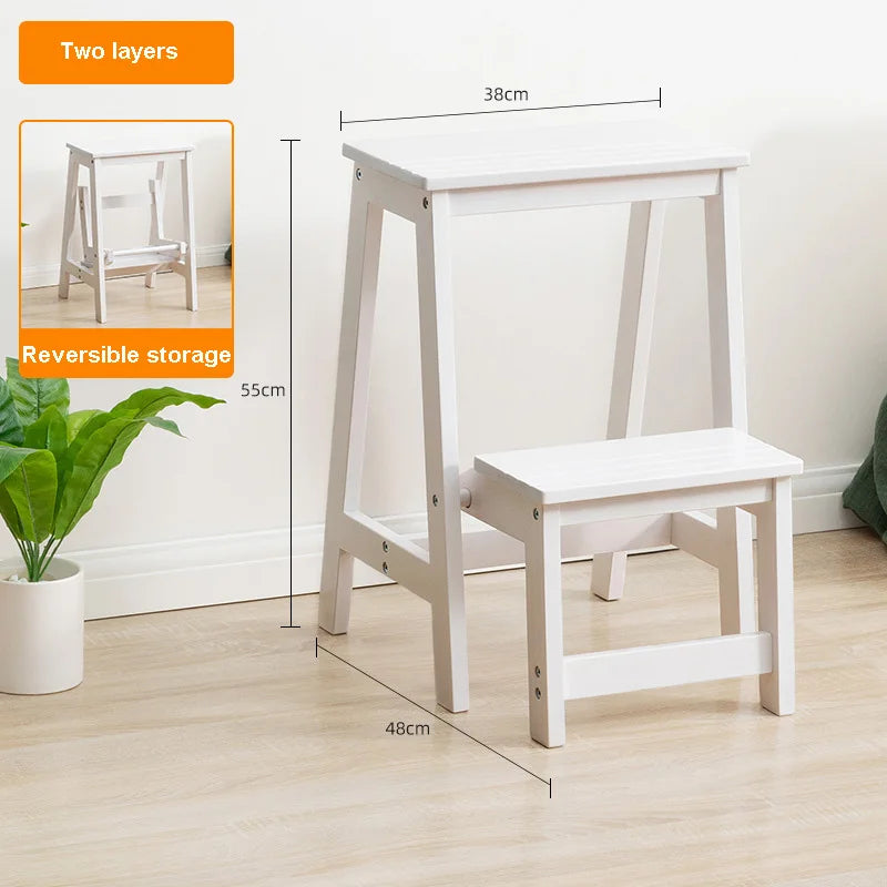 Step Stool Solid Wood Folding Ladder Chair Home