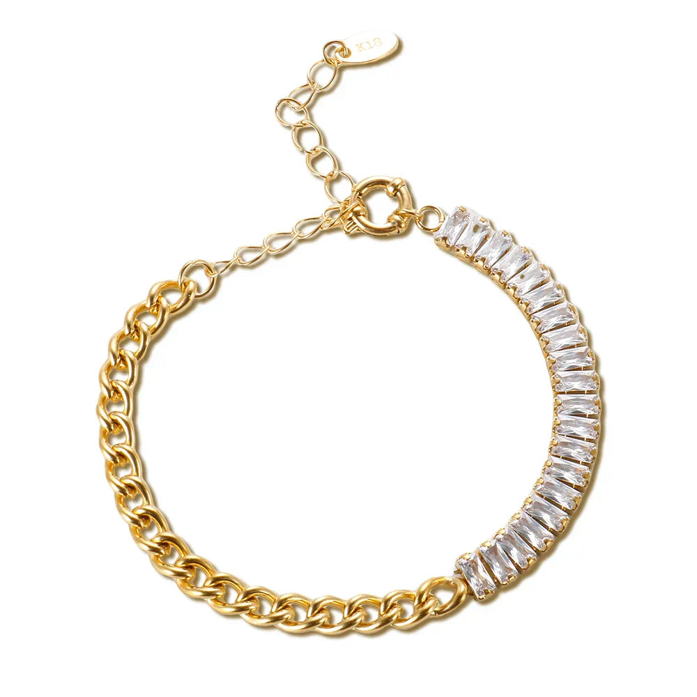 Luxury Cubic Zirconia Paneled Cuban Chain Bracelet 316L