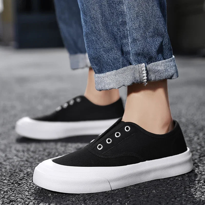 Men Canvas Shoes Fashion Solid Color Men Vulcanized