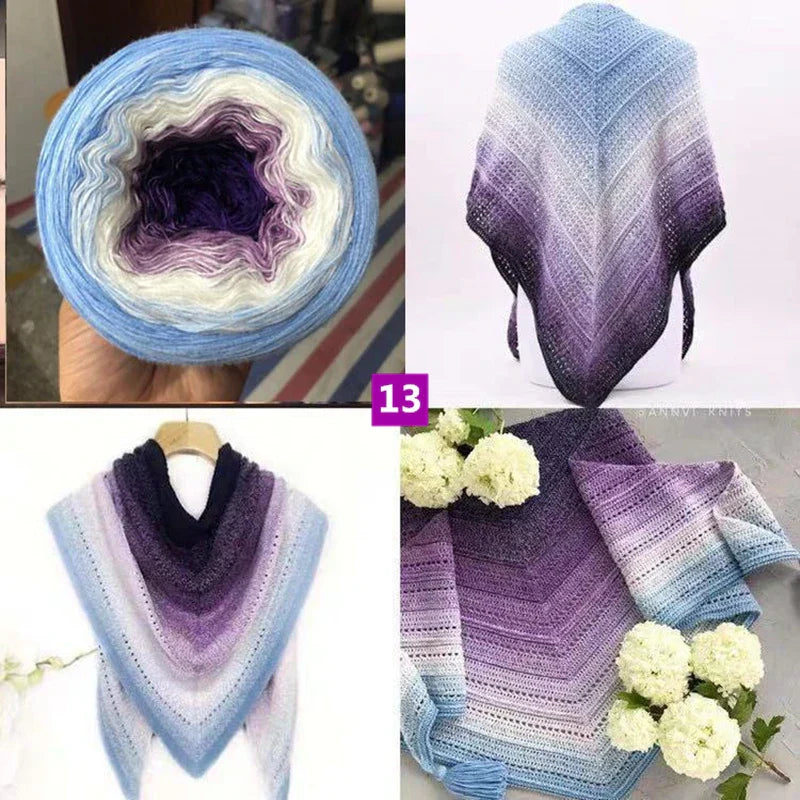 300g Cake Gradient Color Crocheted Shawl Blanket DIY