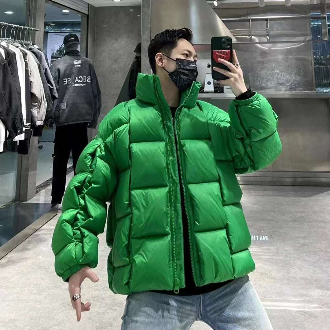 Winter Men's Cotton Padded Jacket Puffer Loose Solid
