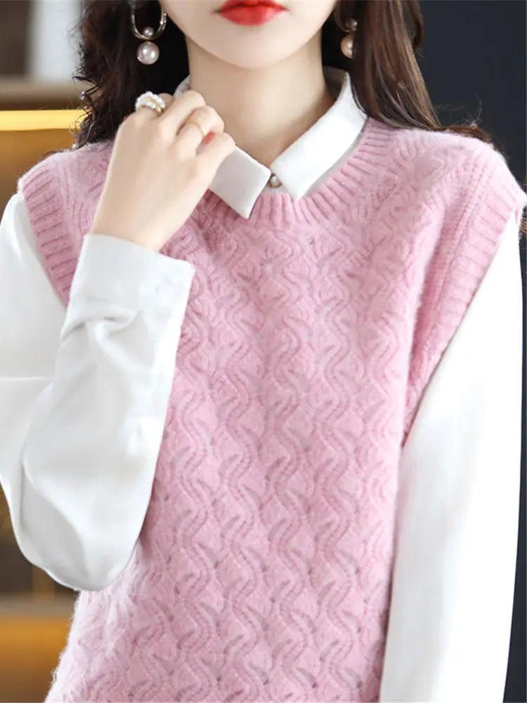 Korean Women's Knitted Wool Vest 2023 Winter New
