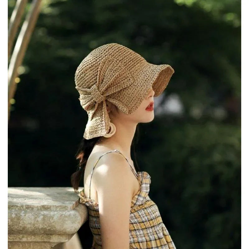 Women's Large Brim Straw Beach Hats Girl Cap