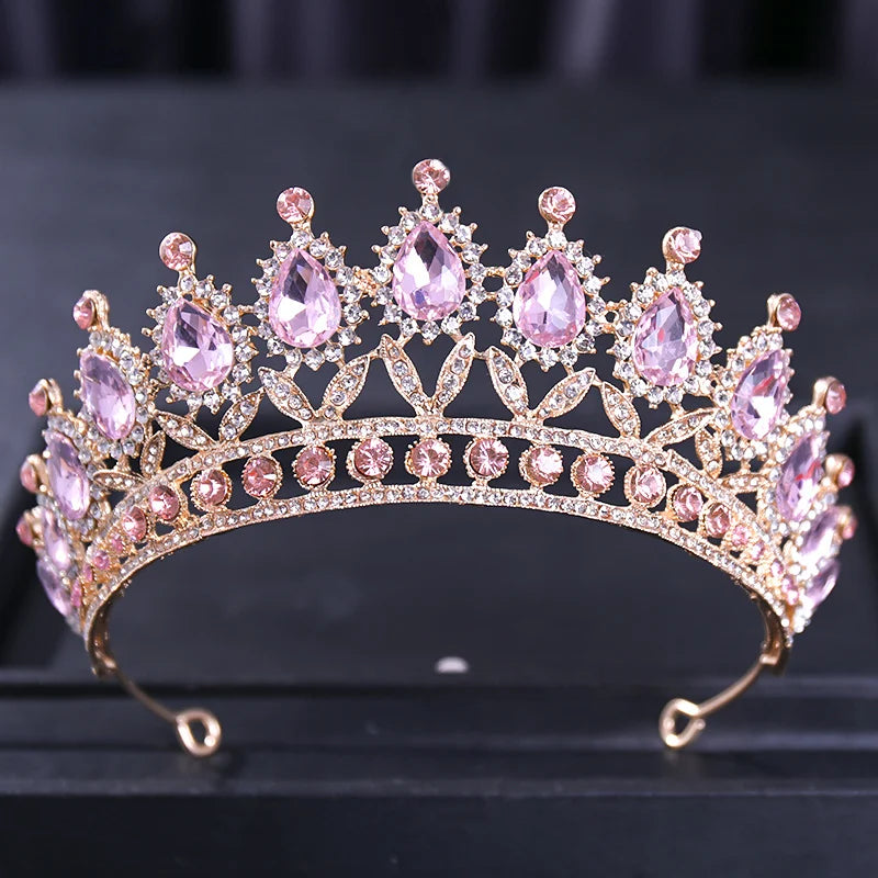 Pink Crystal Tiaras And Crowns For Women Bride