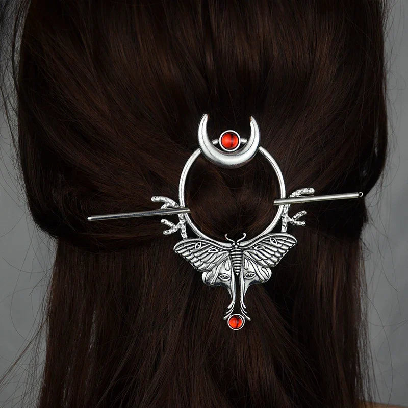 Witch Woodland Goddess Crescent Moon Dragonfly Hairstick Fairy