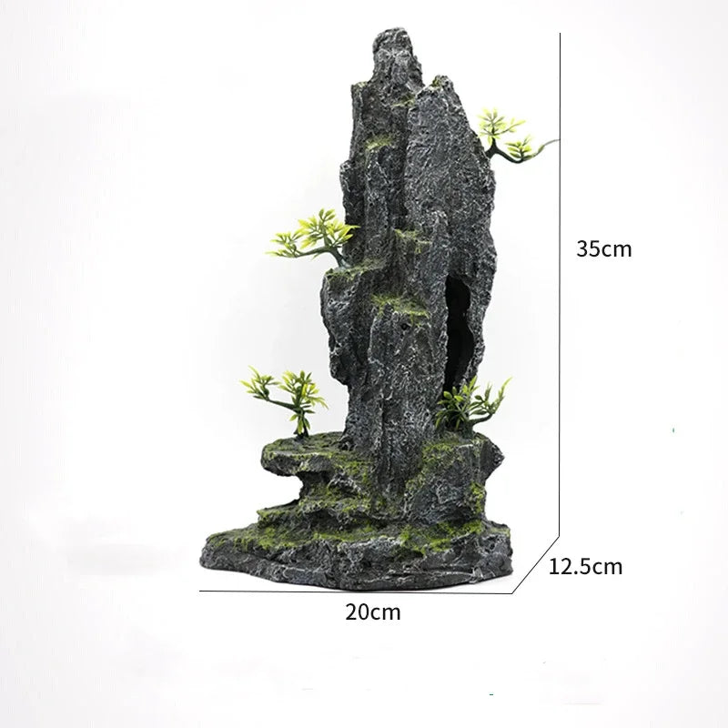 Large Resin Aquarium Fish Tank Mountain View Oranment