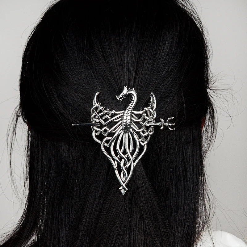 Witch Bat Hairstick Black Gothic Barrette Pagan Vampire