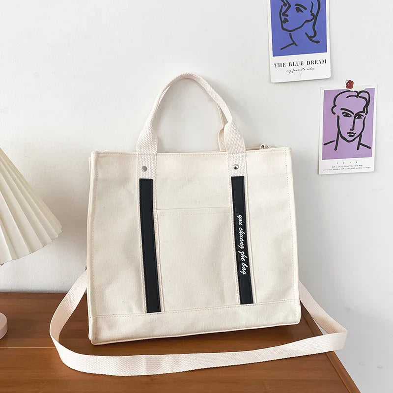 Canvas Bag Women's Large-Capacity Tote Simple Handbag Computer