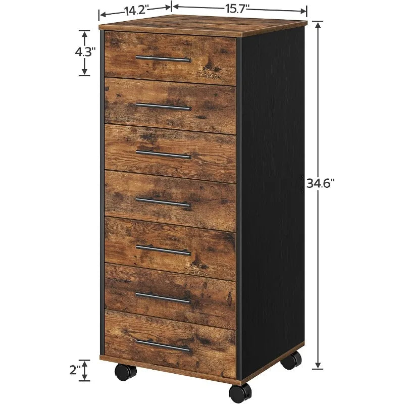 HOOBRO 7-Drawer Chest Dresser Wooden File Cabinet