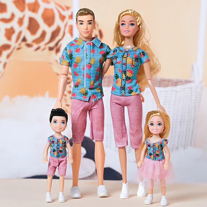 30cm Family Doll Movable Body Mom Dad Ken