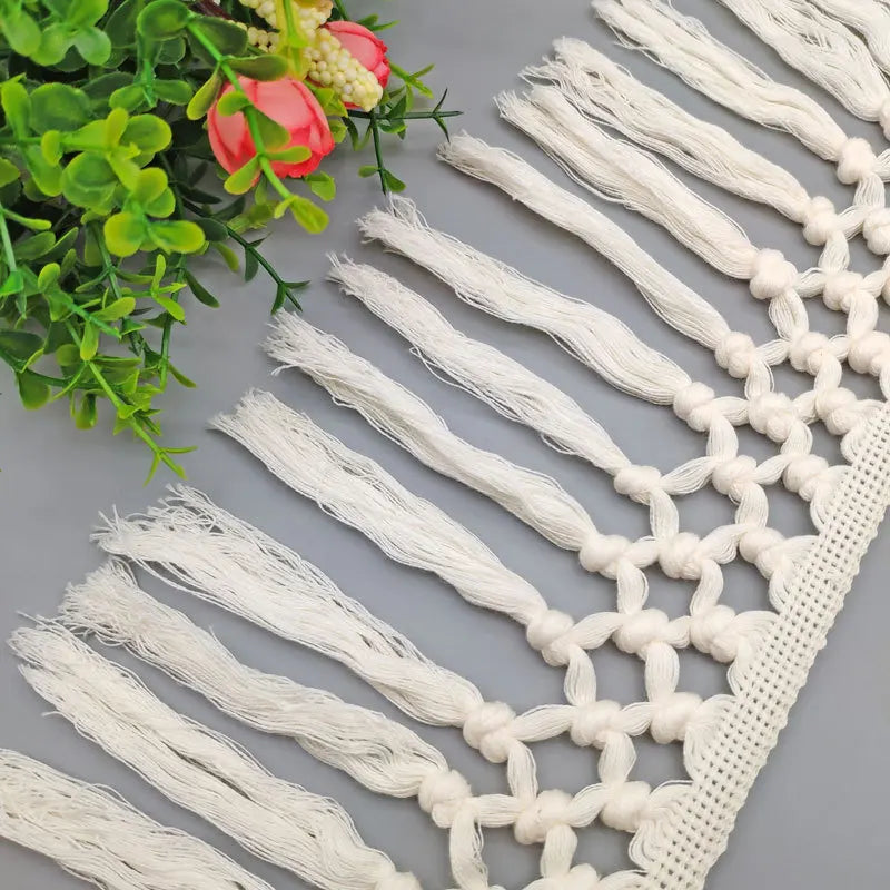 5M Beige Cotton Fringe Lace Ribbon DIY Apparel