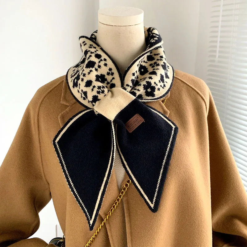 Warm Cashmere Neck Tie Scarf For Women Plaid