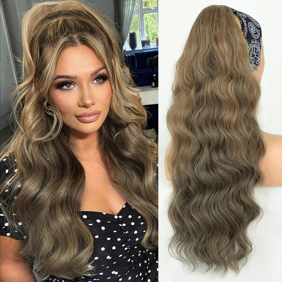 Vigorous Synthetic Long Body Wavy Drawstring Ponytail for