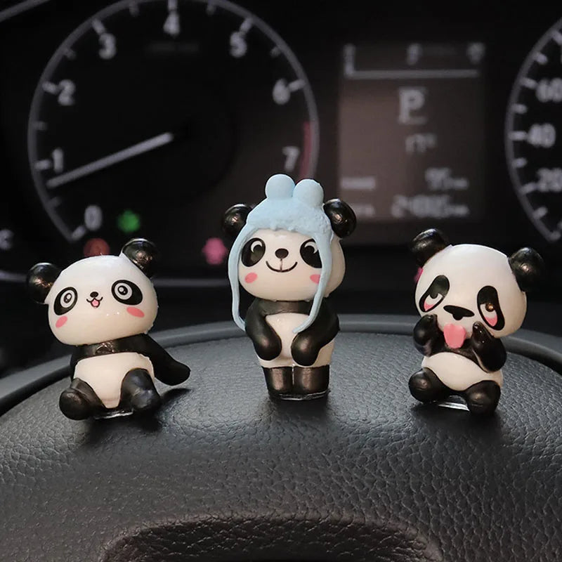 8Pcs/set Cute Panda Car Accessories Interior Funny Toys