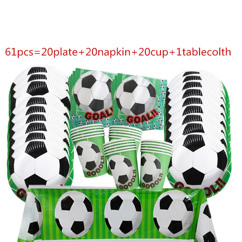 Green Football Birthday Party Decorations Kids Disposable Tableware