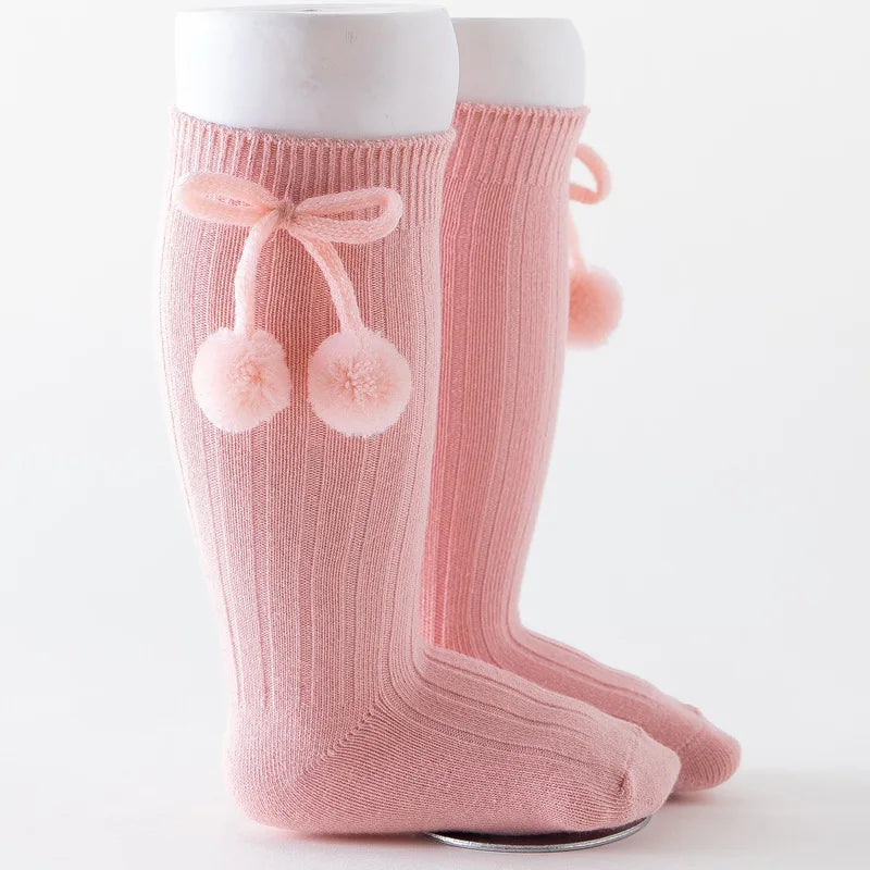 Baby Girls Cherry Ball Knee High Socks Toddler