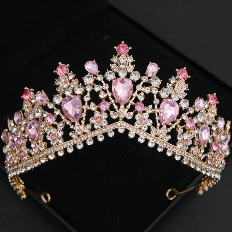 Pink Crystal Tiaras And Crowns For Women Bride