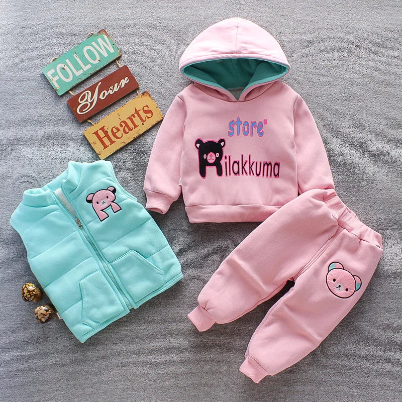Autumn Winter Baby Boys Clothes Sets Thick Fleece