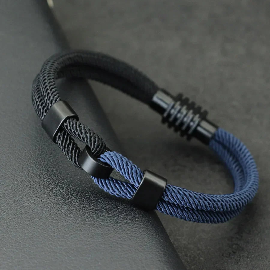 New Bicolor Thread Bracelet For Men Magnet Buckle