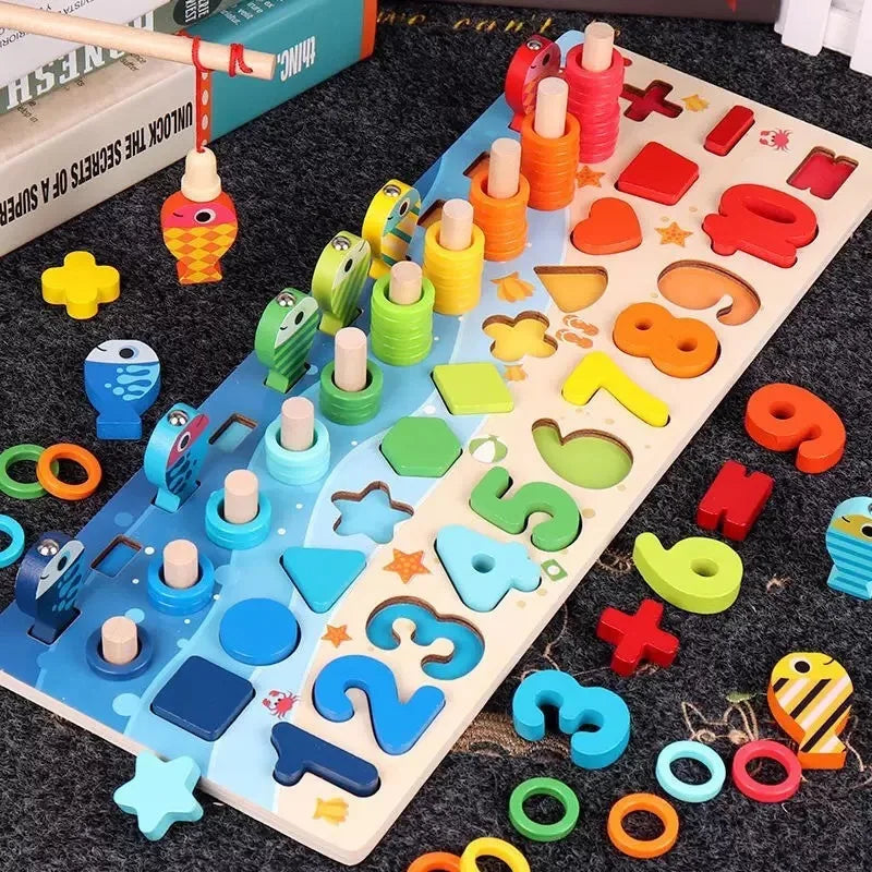 Kids Montessori Math Toys Toddlers Educational Wooden Puzzle