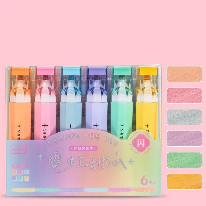 Metallic Glitter Highlighters Pen, Chisel Tip Marker Pen,