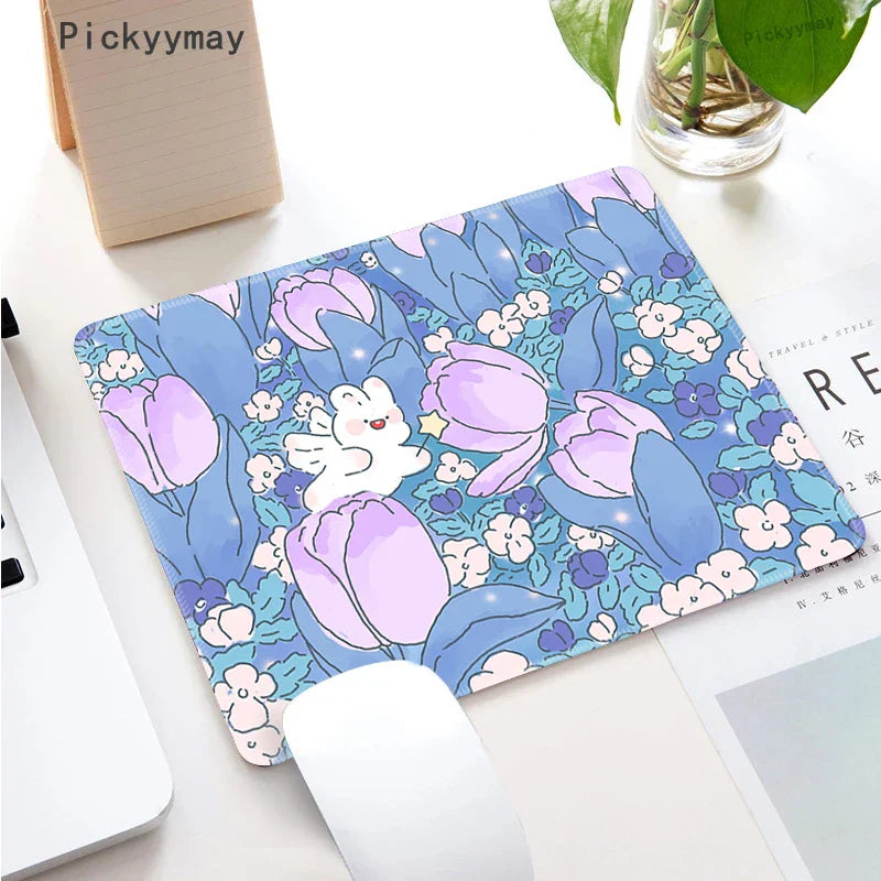 Small Mouse Pad Green Cute Flower Mousepad Kawaii
