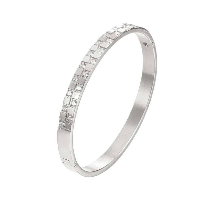 Waterproof Luxury Colorful Cubic Zirconia Bangles Stainless Steel