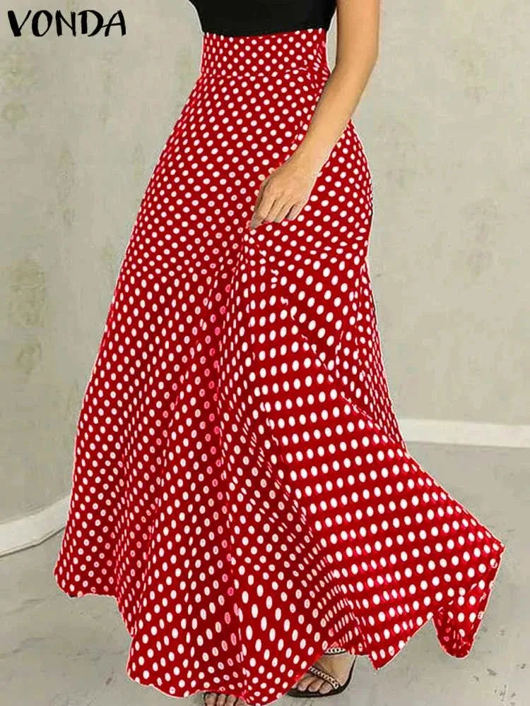Plus Size VONDA Women High Waist Long Skirts