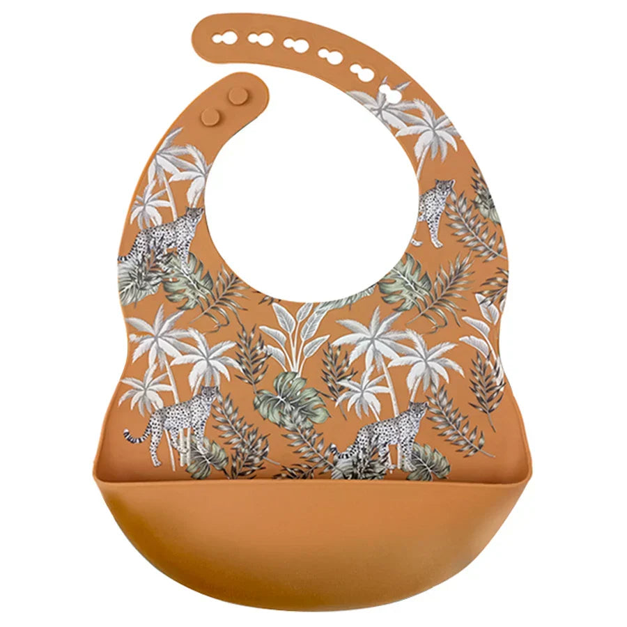 Fashionable Cartoon Printed Waterproof Soft Baby Silicone Bibs
