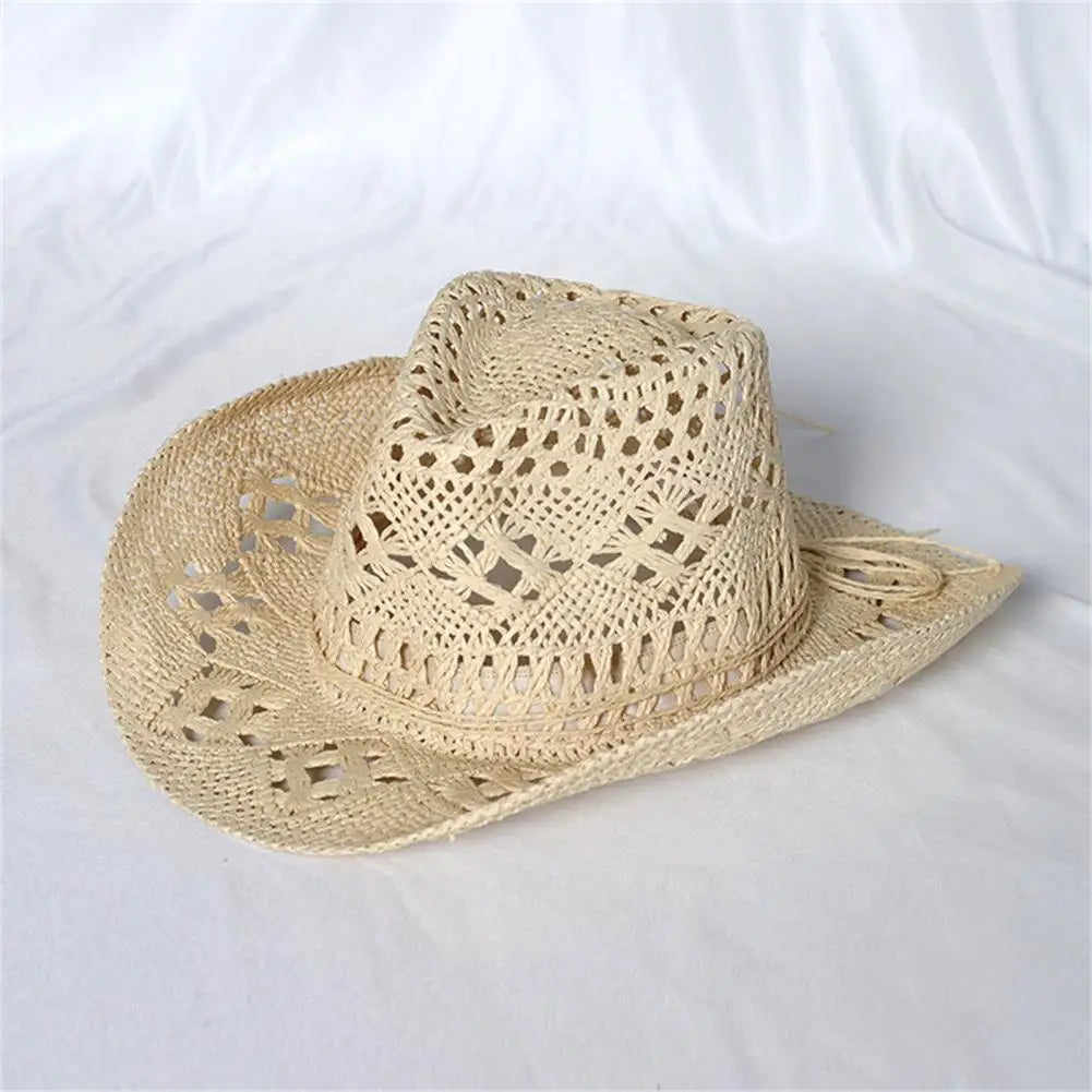 Western Cowboy Straw Hat Summer Men Women Wide