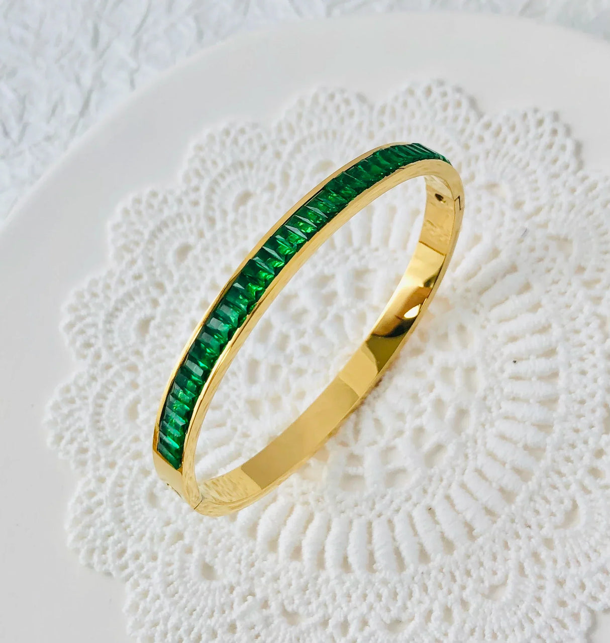 Waterproof Luxury Colorful Cubic Zirconia Bangles Stainless Steel