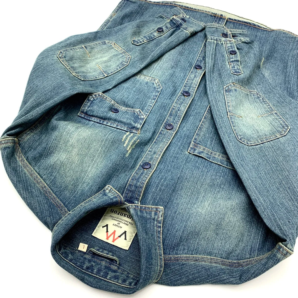 Retro Heavyweight Thick Cotton Denim Men's Shirts Patch
