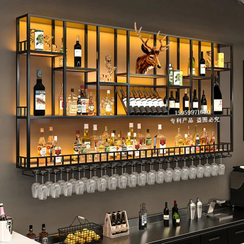 Club Hanging Wine Cabinet Shelf Whisky Liquor Display