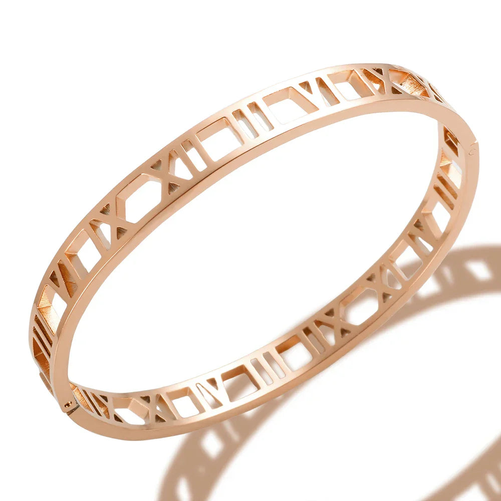 Hollow Roman Numeral Bracelets & Bangles 316L Stainless