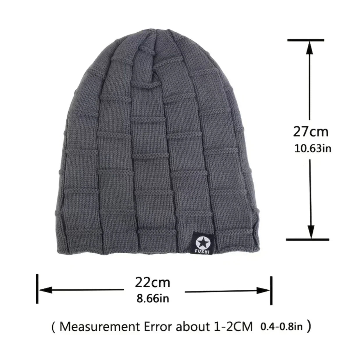 New Unisex Fleece Lined Beanie Hat Knit Warm